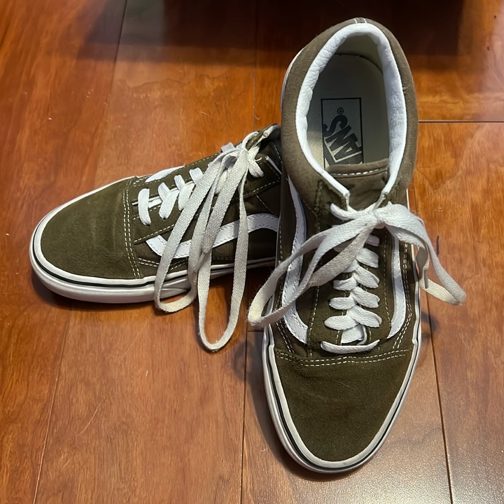 Army Green Old Skool Vans Size 8.5
